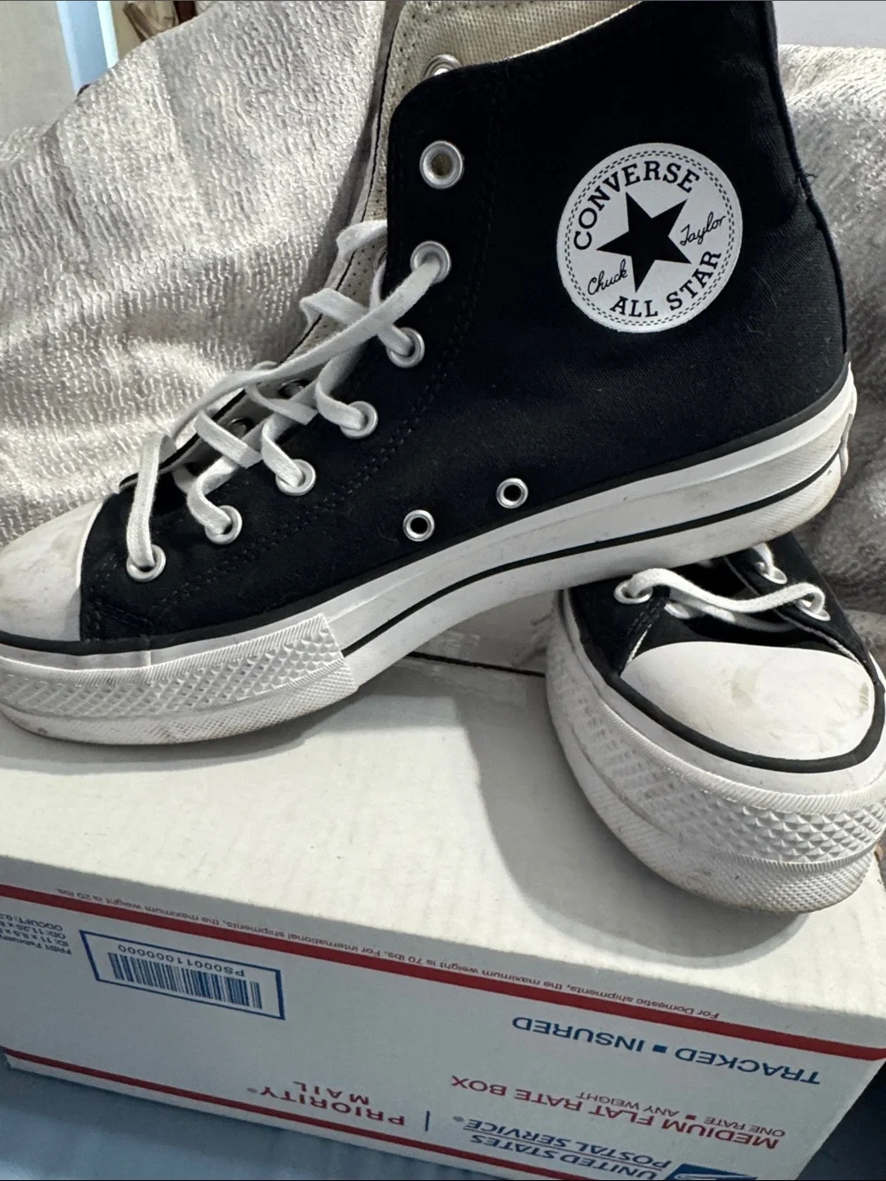 Converse Black and White High Top Sneakers - Picture 2 of 8